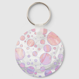 Ljusa rosa Polka Dot Mönster Nyckelring