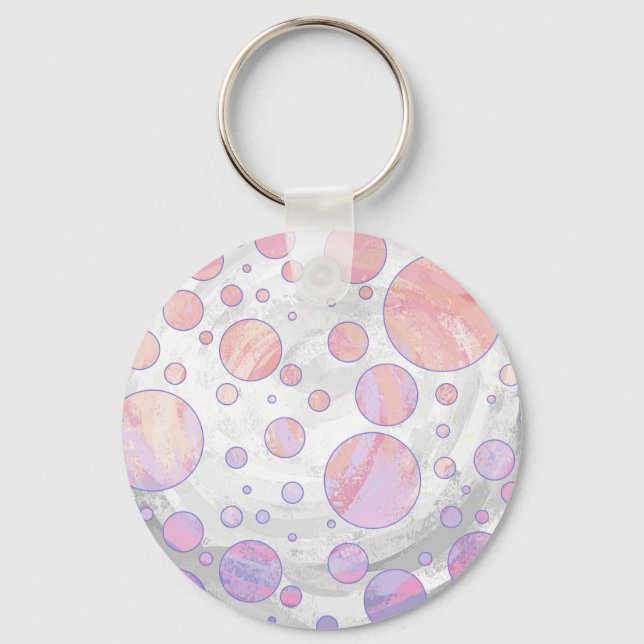 Ljusa rosa Polka Dot Mönster Nyckelring (Framsida)