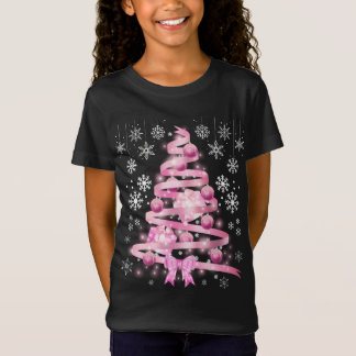 Ljusa rosa Ribbon Julgran T Shirt