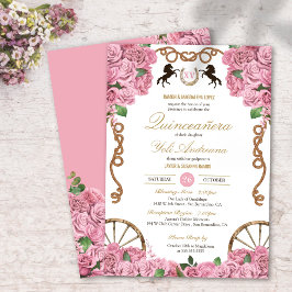 Ljusa rosa Ro Blommigt Western Charra Quinceanera Inbjudningar