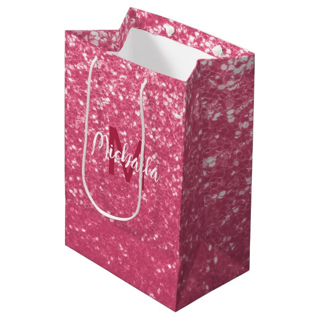 Ljusa rosa ro-faux-sparkler glitter Monogram (Framsidan Vinklad)