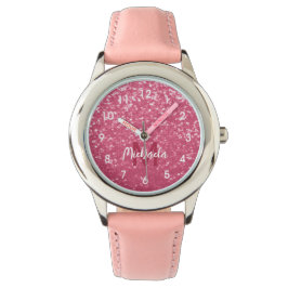 Ljusa rosa ro-faux-sparkler glitter Monogram Armbandsur