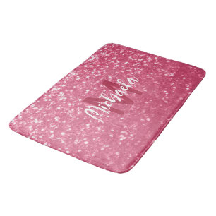 Ljusa rosa ro-faux-sparkler glitter Monogram Badrumsmatta