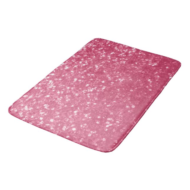 Ljusa rosa ro faux sparkles glitter badrumsmatta (Vinklad)