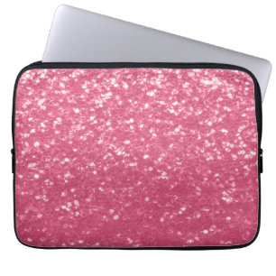 Ljusa rosa ro faux sparkles glitter laptop fodral