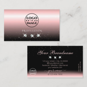 Ljusa rosa svarta Gnistror med lyxfärg med Logotyp Visitkort