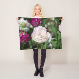 Ljusa rosa-tulpaner på en solig dag fleecefilt