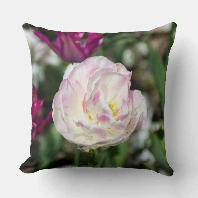 Ljusa rosa-tulpaner på en solig dag kudde (Framsida)