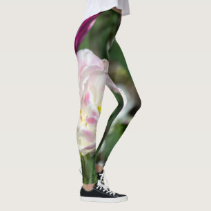 Ljusa rosa-tulpaner på en solig dag leggings