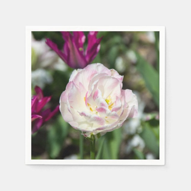 Ljusa rosa-tulpaner på en solig dag pappersservett (Framsidan)