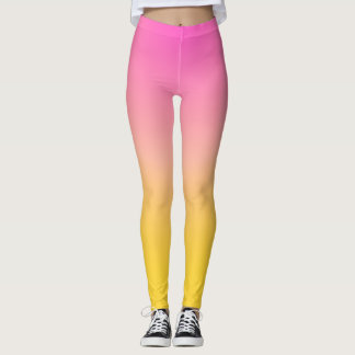 Ljusa rosor och gul Ombre lutningdamasker Leggings