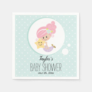 Ljusa servetter för sjöjungfrubaby showerpapper
