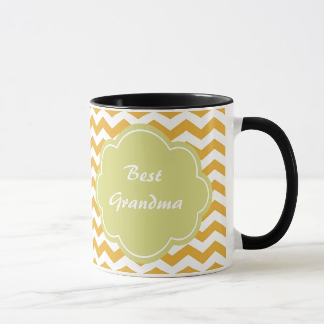 ljusa soliga gula chevron sicksackränder. mugg (Höger)