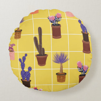 Ljusa sommarsöta Cactus i många typer av pots på  Rund Kudde