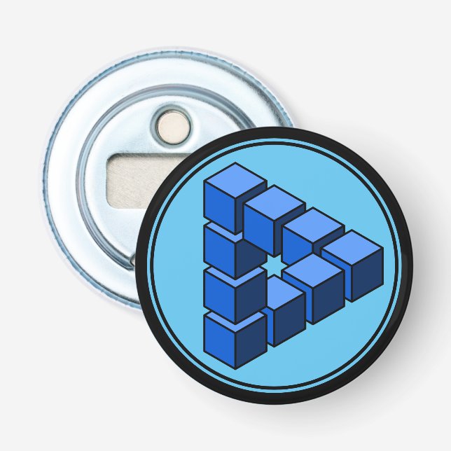 Ljusa svarta, omöjliga triangelblock flasköppnare (Framsidan)