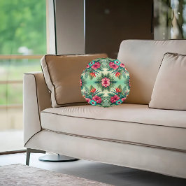 Ljusa Tropikernor Rund Kudde