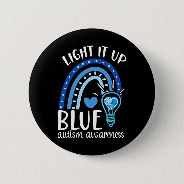Ljusa upp blått ljud Te I Bära Blue för autism Knapp (Framsida)