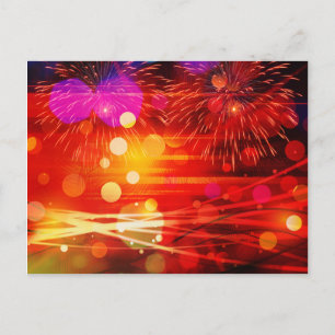 Ljusa upp ljusstrålar och Fireworks i Himlar Vykort