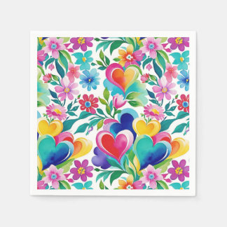 Ljusa ytliga hörn och blommor pappersservett