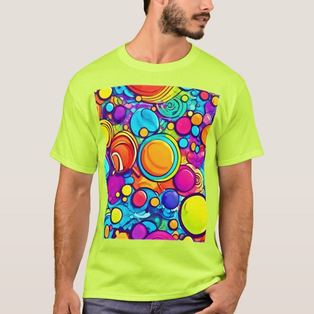 Ljusande Abstrakt Bubbel Konstverk T Shirt (Framsida)
