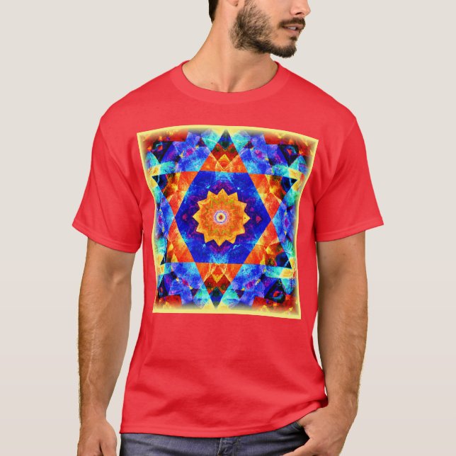 Ljusande Abstrakt Geometrisk Färgrik Mönster T Shirt (Framsida)