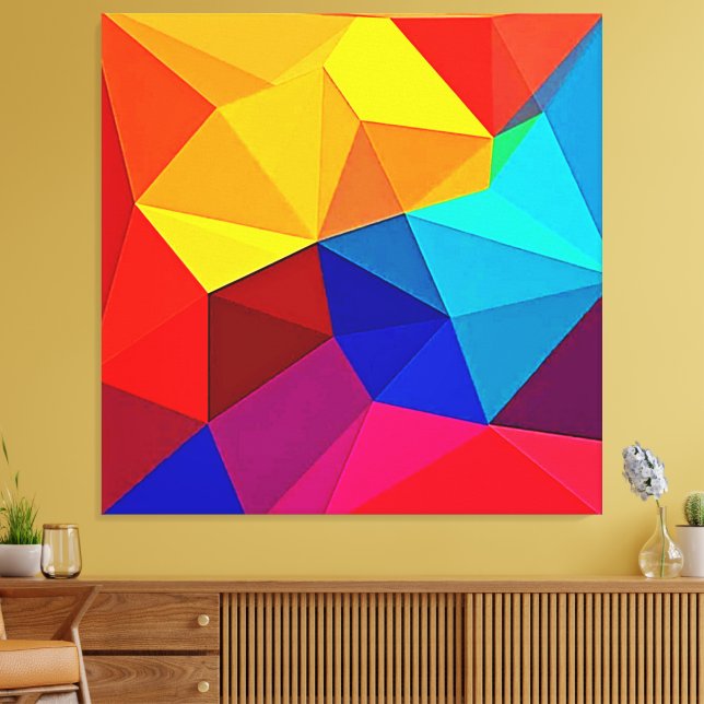Ljusande Abstrakt Geometrisk Flödesdesign Canvastryck (Insitu (Vardagsrum))