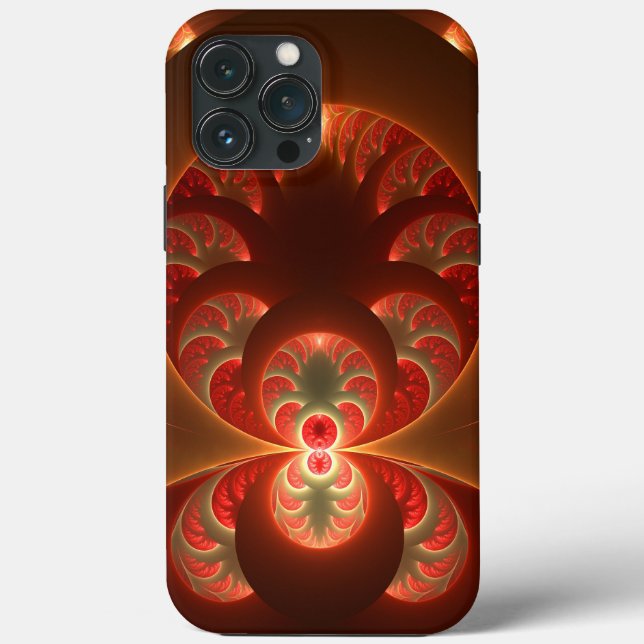 Ljusande Abstrakt Modern Orange Röd Fraktal (Baksida)