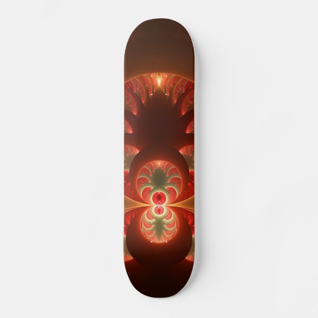 Ljusande abstrakt modern orange röd Fraktal Mini Skateboard Bräda 18,5 Cm (Framsida)