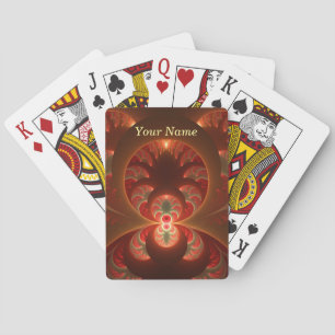 Ljusande Abstrakt Modern Orange Röd Fraktal Namn Casinokort
