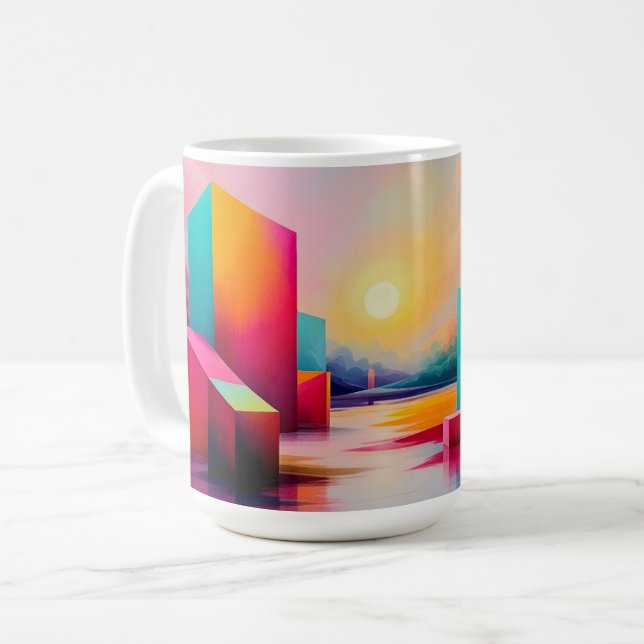 Ljusande Abstrakt Stadsmiljö Konst Kaffemugg (Framsida vänster)