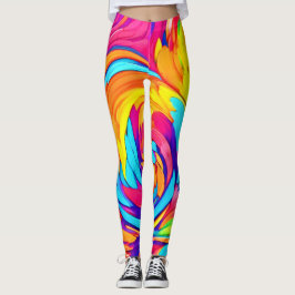 Ljusande abstrakt virvelkonst leggings