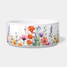 Ljusande akvatellmålade vilda blommor Blommig hund