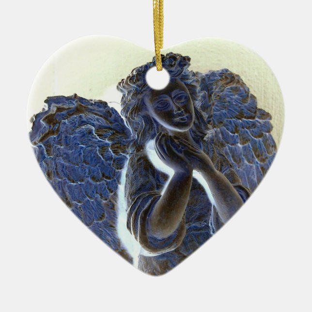 Ljusande ängel julgransprydnad keramik (Framsidan)