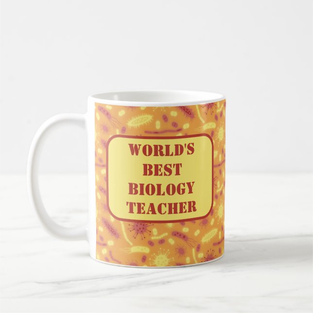 Ljusande bakterier mikroorganism orange kaffemugg (Vänster)
