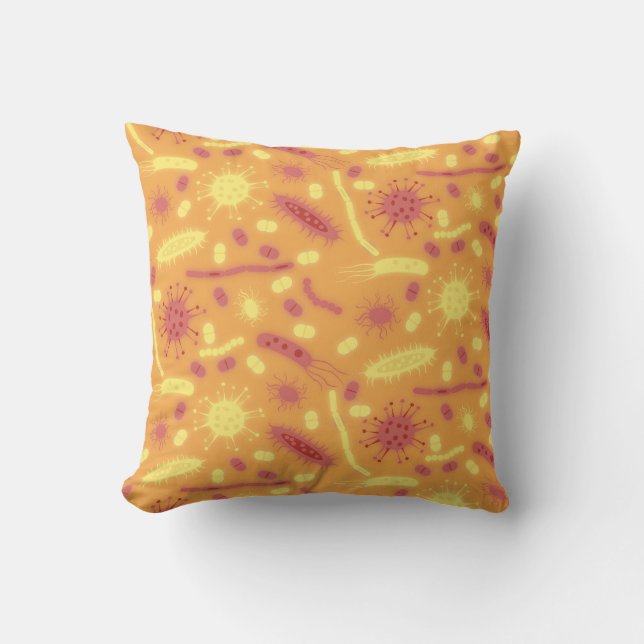 Ljusande bakterier mikroorganism orange kudde (Framsida)