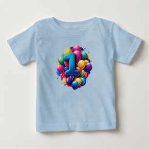 Ljusande ballongkluster med stor etta t shirt