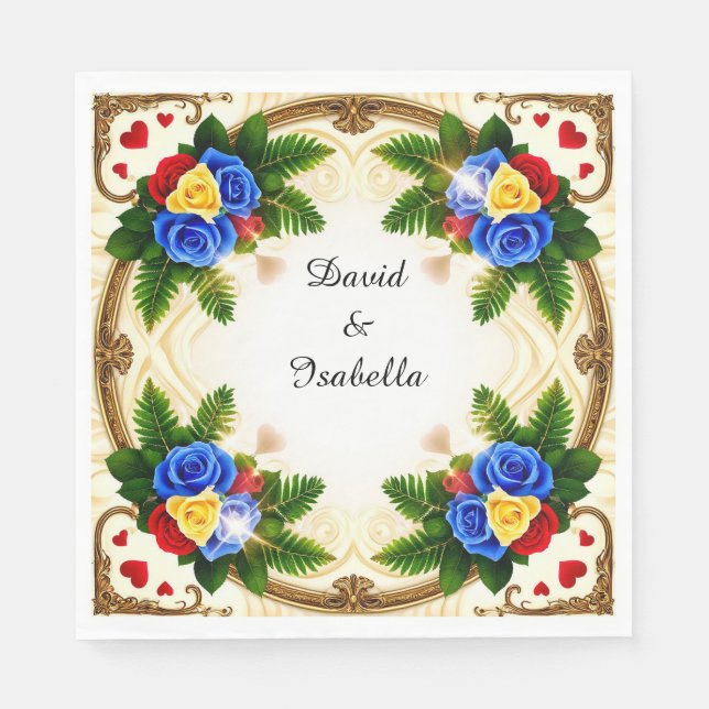 Ljusande blommig ramdesign pappersservett (Framsidan)