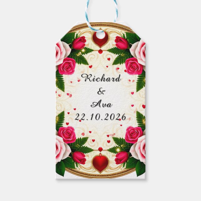Ljusande blommig ramdesign presentetikett (Framsidan)