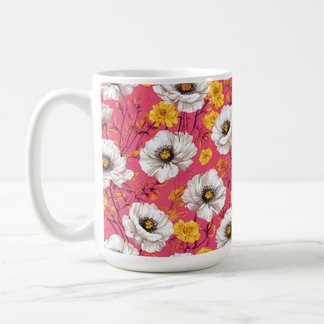 Ljusande blommönster kaffemugg (Vänster)