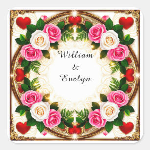 Ljusande blomster ram design fyrkantigt klistermärke