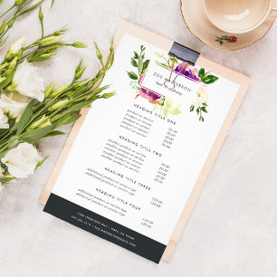 Ljusande Blomster Vattenfärg Blommig Prissättning Flygblad
