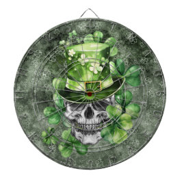 Ljusande dödskalle med grön hatt illustration darttavla