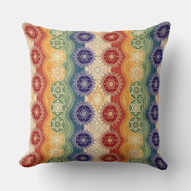 Ljusande Energichakra Mandala Design Mönster Konst Kudde (Framsida)