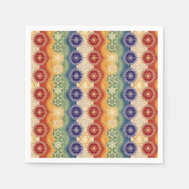 Ljusande Energichakra Mandala Design Mönster Konst Pappersservett (Framsidan)