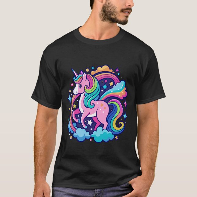 Ljusande Enhörningsfantasi T Shirt (Framsida)