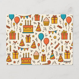 Ljusande Födelsedagsfest Sømlöst Mönster Vykort