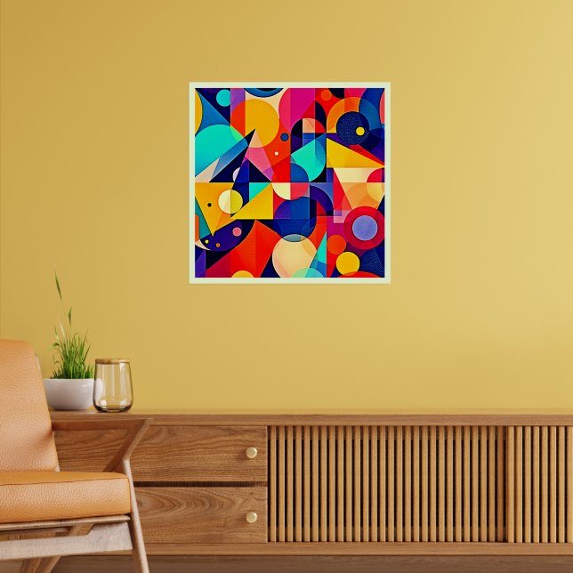 Ljusande geometrisk abstrakt konst poster (Vardagsrum 2)