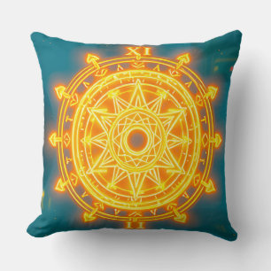 Ljusande geometrisk symbol med pilar kudde