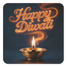 Ljusande Glad Diwali Diya Klistermärke Design