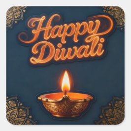 Ljusande Glad Diwali Diya Klistermärke Design